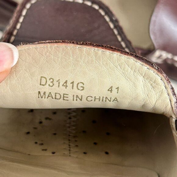 Geox Respira Comfort Shoes Euro 41 Brown Leather Loafers 10 10.5 Square Toe - Picture 10 of 12